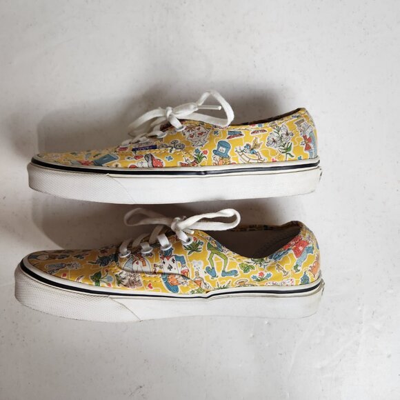 VANS Liberty of London Alice in Wonderland Mad Hatter Yellow Women Size 7.5 - Picture 6 of 12